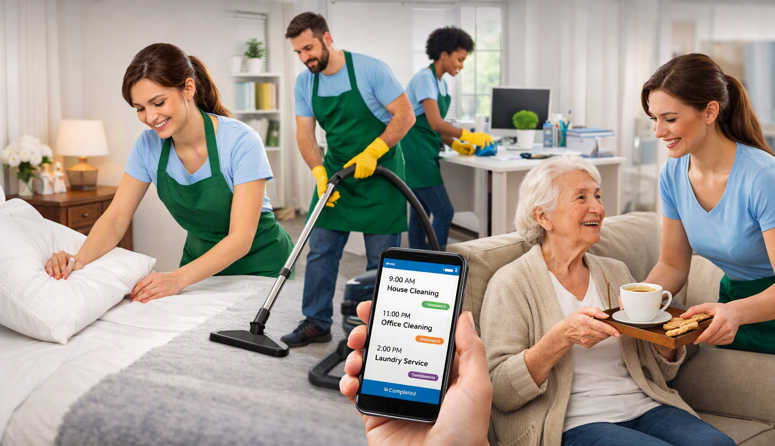 PrimeCare team providing cleaning, housekeeping and home help in a warm home